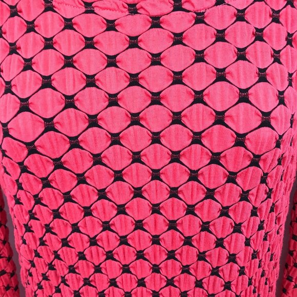 Tianello Womens Red Smocked Long Sleeve Semi Fitted Scooped Neck Blouse Size M - Picture 3 of 6